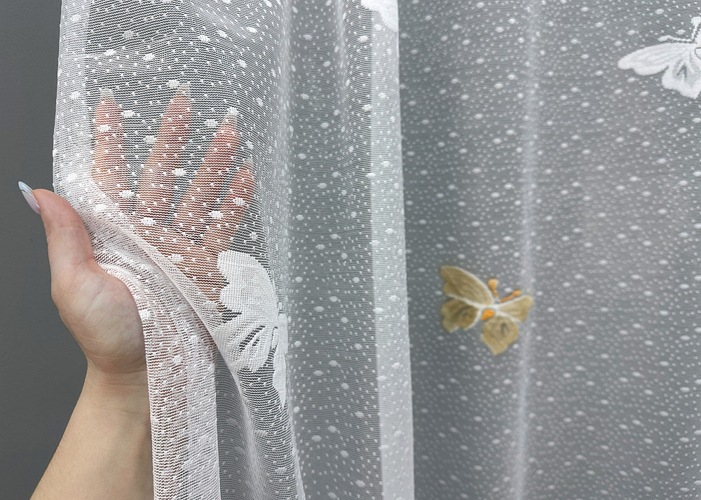 Тюль VR-Textil 1886т Жакард Білий з коричневим 300х270 см (42-0843) Київ - фото 4