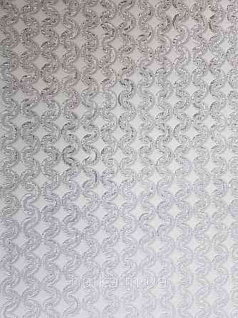 Шпалери метрові вінілові на флізелін Marburg Villa Romana геометрія смужки завитки біло сріблясті на сірому Київ