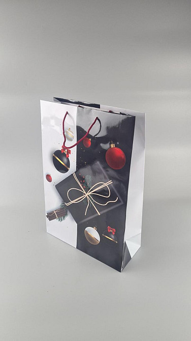 Новогодний ,картонные пакеты с ручками Гигант вертикальный 30х47х12-004 (12 шт) Харьков - изображение 3