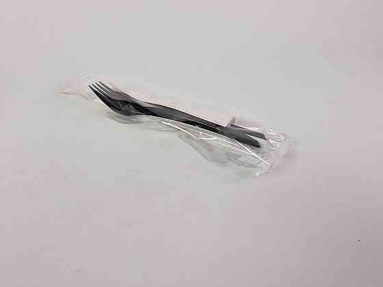 Набір одноразового столового приладдя ПП вилка + підніжка-салфетка (чорний) (1 пачка) Харків