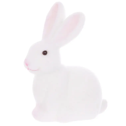Фігурка декоративна Кролик з флоковим напиленням 10*15см, колір - білий Житомир - изображение 1
