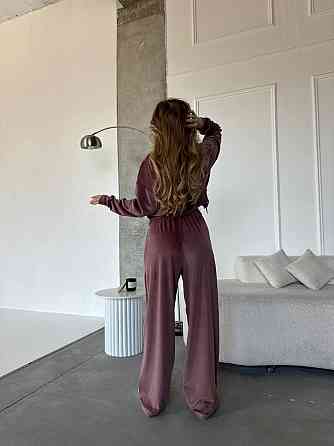 Женский повседневный костюм двойка: кофта и штаны велюр Какао, 42/44 Одесса