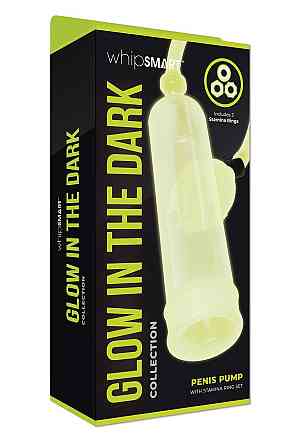 Помпа для члена светящаяся в темноте Whipsmart Glow In The Dark 3 кольца в комплекте, 23.5 см Sex Aura Киев
