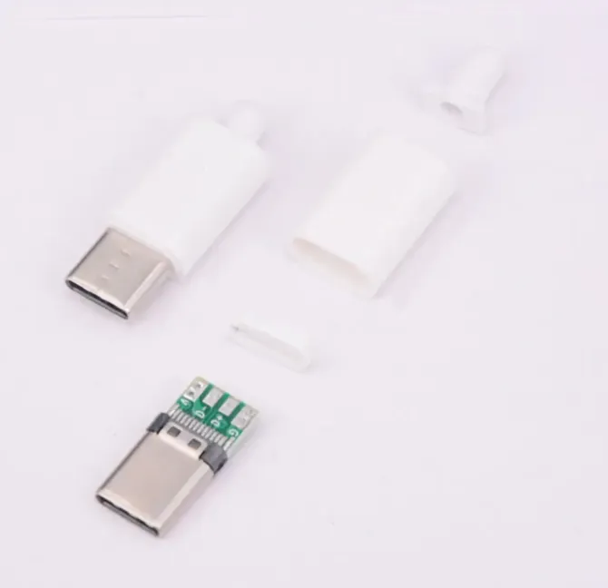Штекер USB type C, под шнур, пластик, белый Полтава - изображение 1