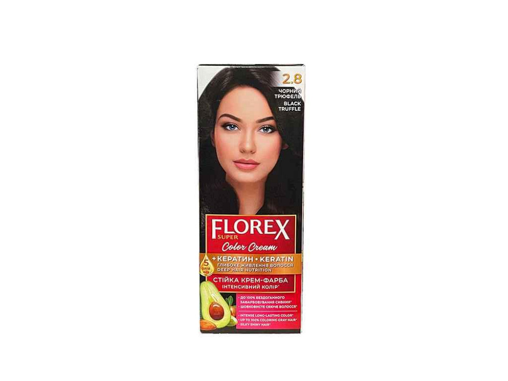 Крем-фарба для волосся КЕРАТИН 2.8 Чорний трюфель ТМ Florex Solmir Київ - фото 1