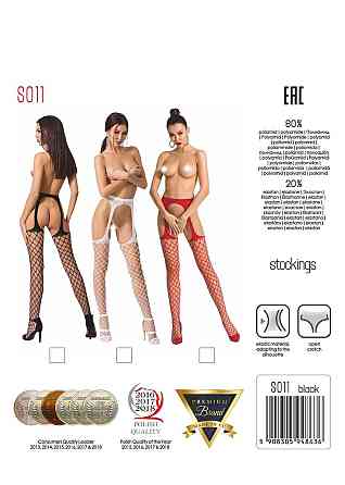 Сетчатые чулки-стокинги Passion S011 One Size, Black, имитация гартеров, открытый доступ Sex Aura Киев