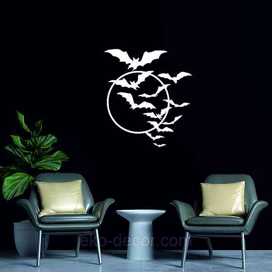 Декоративне настінне Панно «Кажани», Декор на стіну 90*80 см, Білий Київ