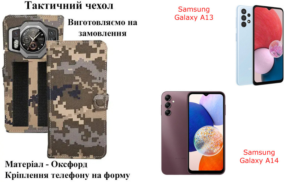 Тактический чехол для Oukitel C16, Oukitel C16 Pro, крепится к снаряжению на липучке Киев - изображение 1