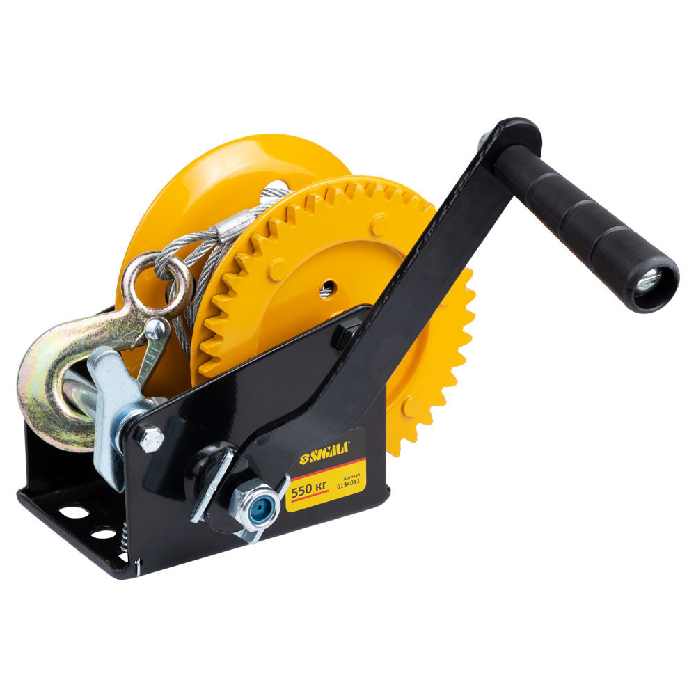Sigma Лебедка ручная барабанная стальной трос 10м×5мм, 550кг SIGMA (6134011) Коломия - фото 3