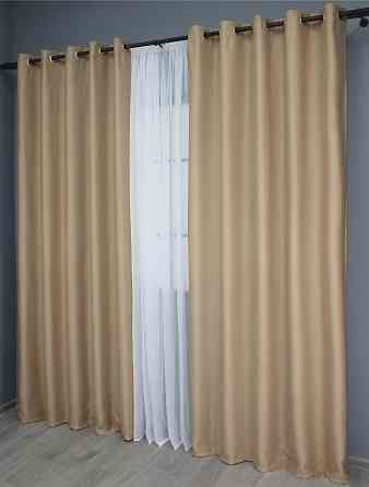Комплект штор на люверсах VR-Textil Bagema Rvs № 1240ш Бежевий 150х250 см 2 шт (37-0016 ) Київ