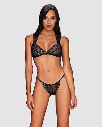 Комплект кружевного белья Obsessive Elisetta set Black L/XL Sex Aura Киев