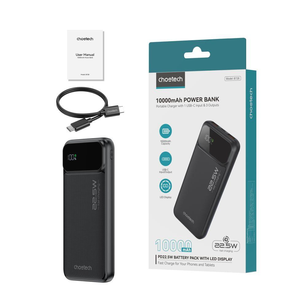 Повербанк 10000mAh Choetech B728 Black 22.5W QC3.0 PD3.0 (43-00114) Київ - фото 7