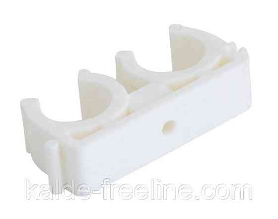 Крепления двойное для труб kalde d25 белого цвета Харьков