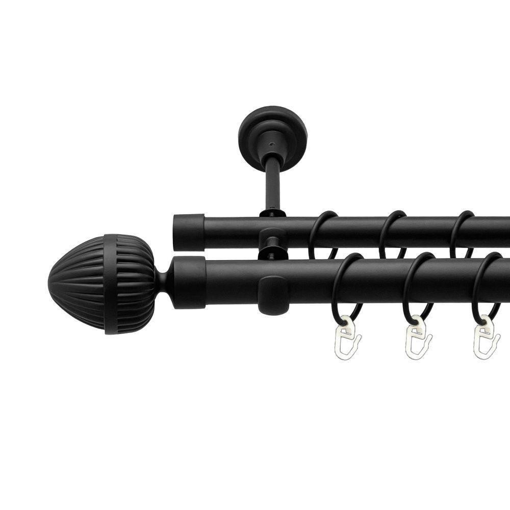 Карниз Orvit Одеон металевий дворядний відкритий гладка труба кільце металеве Чорний Оксамит 25\19 мм 240 см (00-00018144) Львів - фото 1