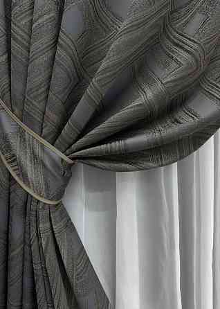 Комплект готовых штор VR-Textil Жаккард Mystery № 1625ш Капучино с серым 150х290 см 2 шт (33-0541) Киев