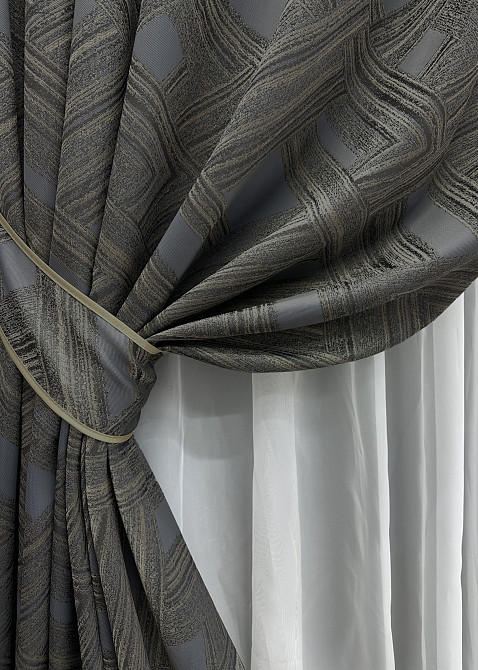Комплект готовых штор VR-Textil Жаккард Mystery № 1625ш Капучино с серым 150х290 см 2 шт (33-0541) Киев - изображение 5