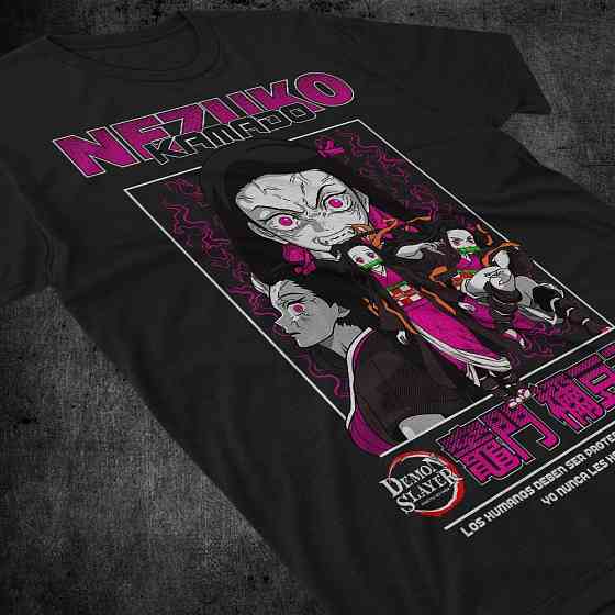 Футболка з аніме принтом Вбивця демонів оверсайз (S/M/L) Чорний AnimeJ0947 Дніпро