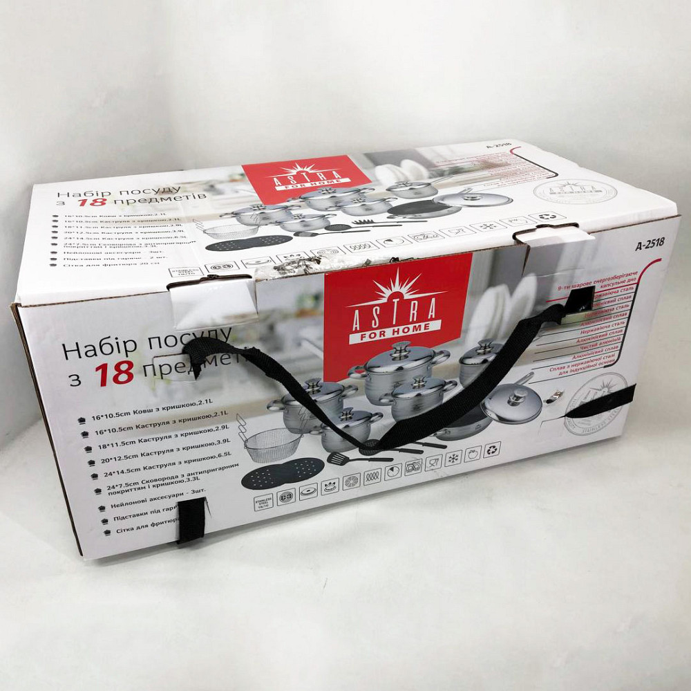 Набір посуду для будь-яких плит 18, Гарний набір каструль з антипригарним покриттям DE-12 Львів - фото 6