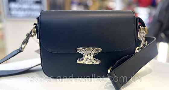 Жіноча сумка крос-боді в стилі селін з гладкої шкіри чорного кольору Virginia Conti Київ