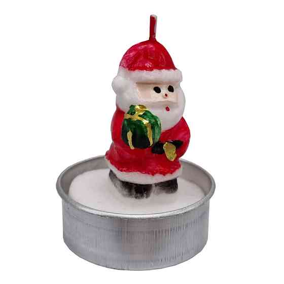 Новорічна свічка "Санта Клаус з подарунком" 10-81-3 розмір свічки 3,5х5 см Вінниця