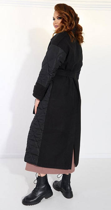 Комбіноване чорне пальто Київ - фото 8