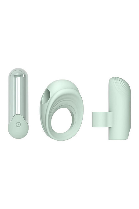 Ерекційне кільце з віброкулею та вібратор на пальчик Dream Toys GLAM м'ятний Sex Aura Київ - фото 1