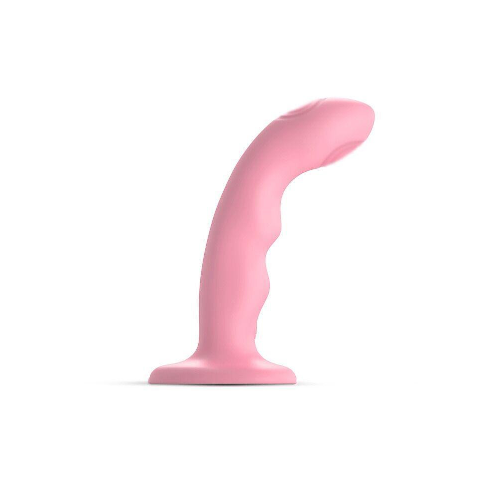 Насадка для страпона з подвійною точковою пульсацією Strap-On-Me TAPPING DILDO WAVE – CORAL PINK, М Sex Aura Київ - фото 1