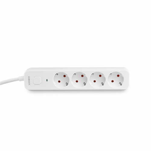 Мережевий подовжувач із заземленням 4 розетки 3м з кнопкою білий VF-PD43G-W Oncord Videx Житомир - изображение 2