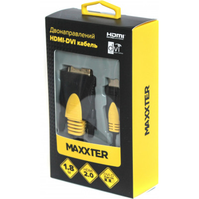 Кабель мультимедийный HDMI M to DVI M 1.8m V1.3 18+1pin Maxxter (CCBP-HDMI-DVI-1.8) Винница - изображение 2