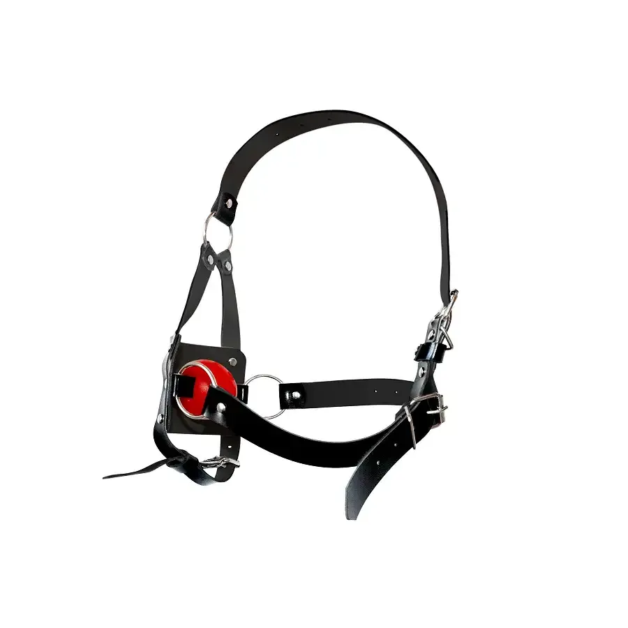 Кляп-маска з пластиковою кулею Art of Sex - Slave, Натуральна шкіра, колір Чорний Львів - фото 3