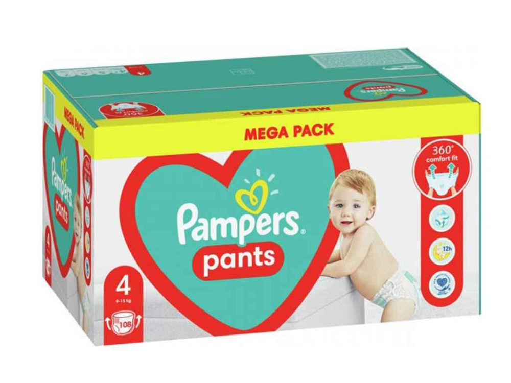 Підгузки-трусики Pants Розмір 4 (9-15 кг) 108 шт. ТМ Pampers Київ - фото 1