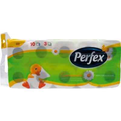 Туалетная бумага Perfex Ромашка 3 слоя 10 рулонов (8600101745958) Винница