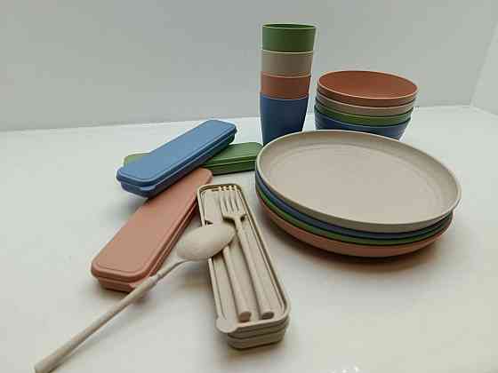 Еко-набір багаторазового посуду з пшеничного волокна на 4 персони (товар з вітрини) Луцк