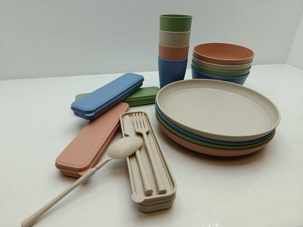 Еко-набір багаторазового посуду з пшеничного волокна на 4 персони (товар з вітрини) Луцьк - фото 2