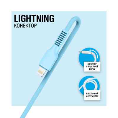 Дата кабель USB 2.0 AM to Lightning 1.2m AL-CBCOLOR-L1BL Blue ACCLAB (1283126518188) Винница