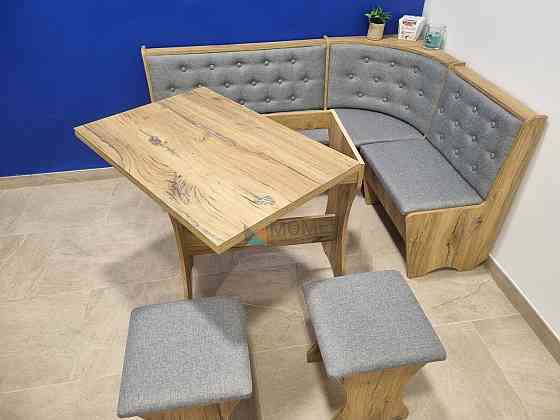 Комплект мебели для кухни Семейный 114х154 см - Мягкий уголок, стол, 2 табурета - Дуб Флагшток Львов