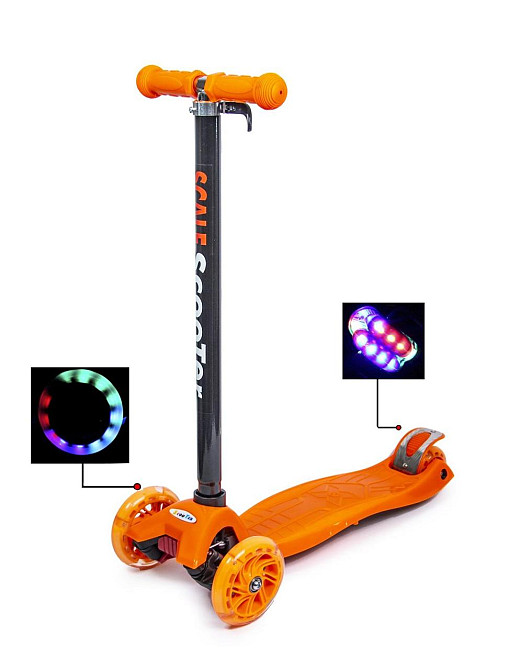 Самокат MAXI Orange - с наклоном руля, якрая подсветка! Одесса - изображение 1