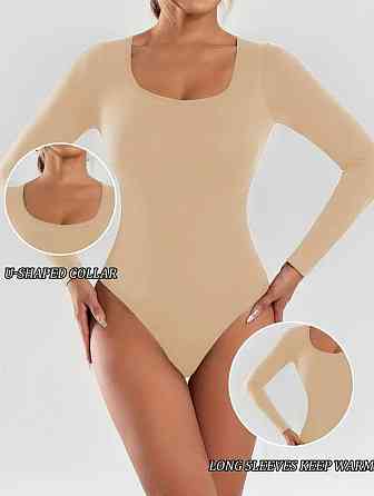 Утягивающее боди с длинным рукавом М бежевый Киев