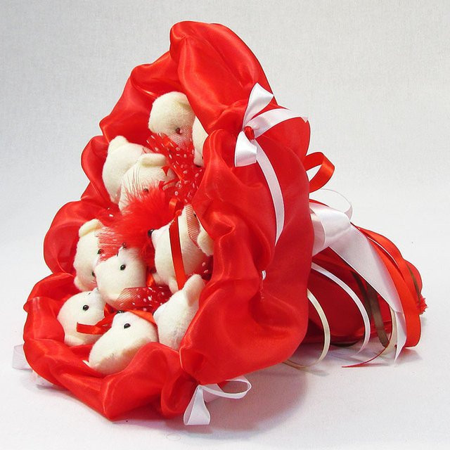 Букет з м'яких іграшок 11 ведмедиків 5281IT червоний Вінниця - фото 3