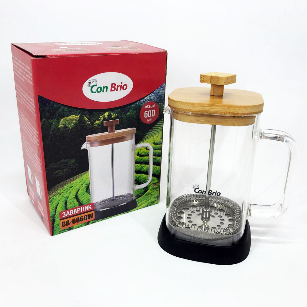 Заварочный чайник стеклянный с ручкой, Френч-пресс для дома и офиса, Заварник френч-пресс UR-93 Львов - изображение 9