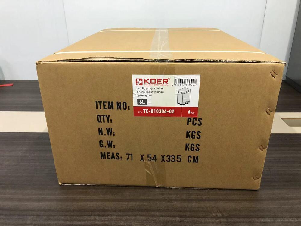 Відро для сміття з плавним закриванням прямокутне Koer TC-010306-02 6 л колір нержавійка антипалець (KR5600) Чернівці - фото 6