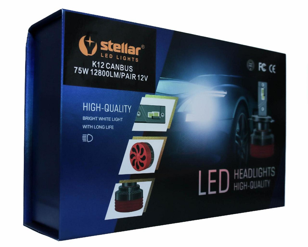 Светодиодные автолампы HB4 STELLAR K12 LED 75W 6000K CAN BUS (комплект 2 шт.) Винница - изображение 6