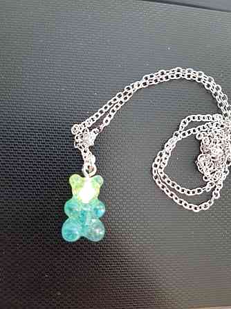 Підвіска мармеладний ведмедик, блакитний + салатовий - довжина 50см, смола, цинковий сплав Київ