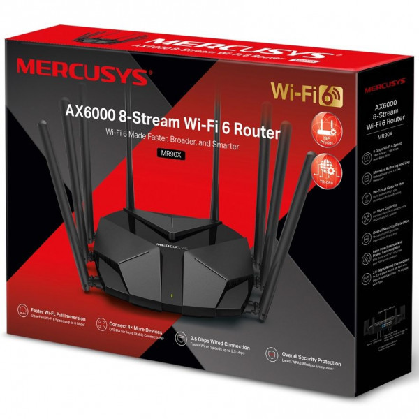 Маршрутизатор Mercusys MR90X, AX6000 1x2.5GE WAN/LAN 1xGE WAN\LAN 2xGE LAN MU-MIMO OFDMA (MR90X) Київ - фото 3