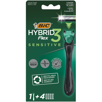 Бритва Bic Flex 3 Hybrid Sensitive з 4 змінними картриджами (3086123644977) Вінниця - фото 1