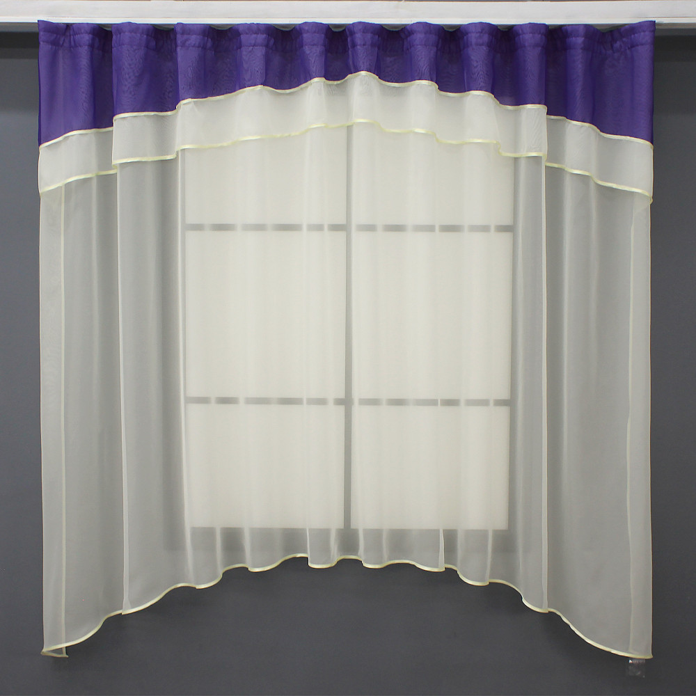 Кухонная гардина VR-Textil № 036к арка молочный с фиолетовым 280х170 см (52-0852) Киев - изображение 1