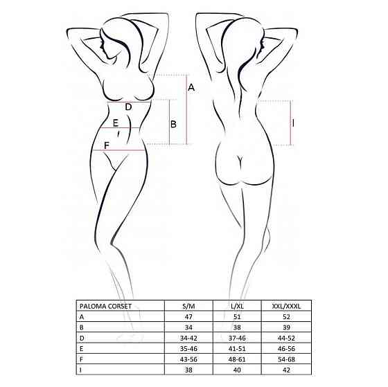 Корсет-сорочка з пажами Passion PALOMA CORSET L/XL, white, трусики, напівпрозорий Sex Aura Київ