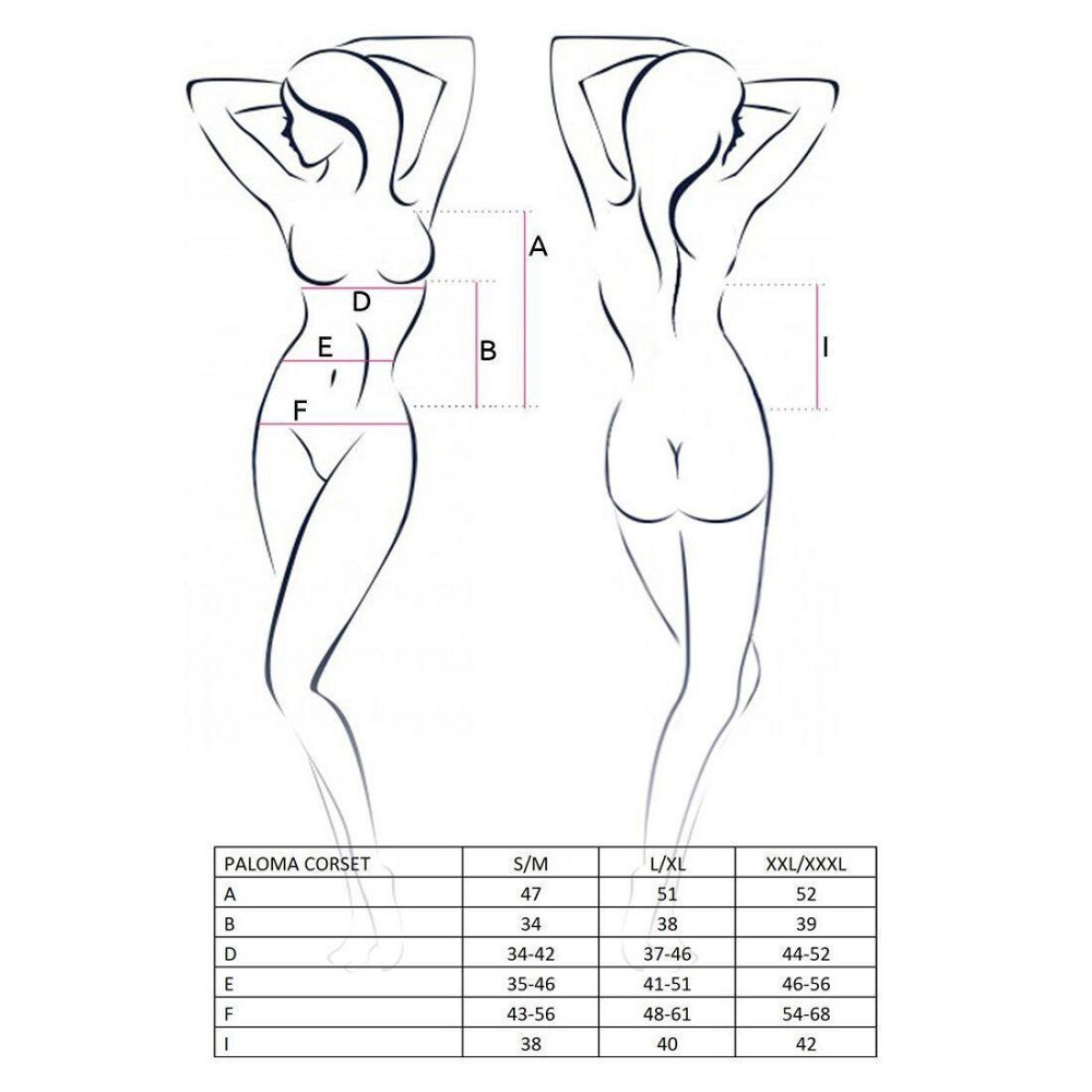 Корсет-сорочка з пажами Passion PALOMA CORSET L/XL, white, трусики, напівпрозорий Sex Aura Київ - фото 3