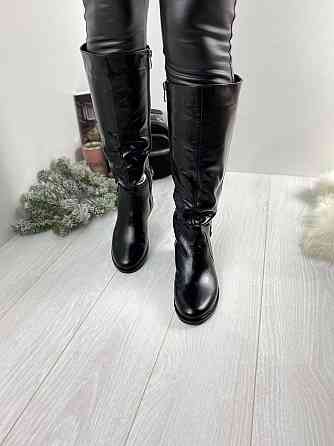 Injers Чоботи жіночі INJERS чорні натуральна шкіра зима висота 38см обхват 37-39см (764) Коломыя