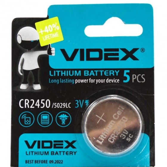 Батарейка CR2450 (бл-5шт) Videx Житомир